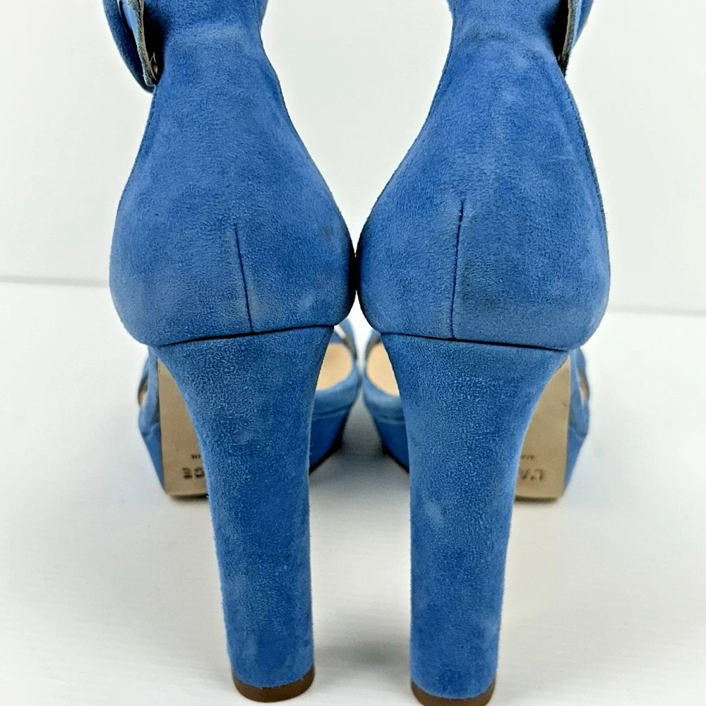 L'agence Size 36 US 6 Avice Block High Heel NEW Blue Suede Ankle‎ Strap $219